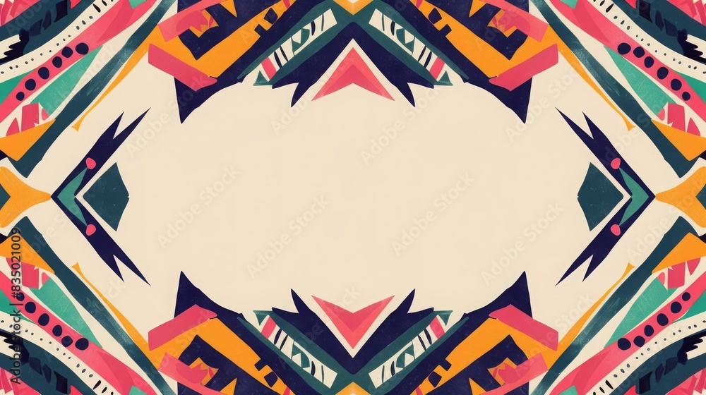 Poster colorful abstract geometric pattern background with vibrant shapes and symmetrical design, perfect f