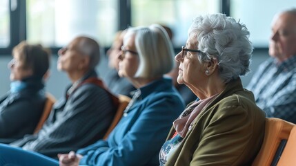 senior citizens attending an engaging seminar event lifelong learning concept photo
