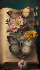 old book and flower