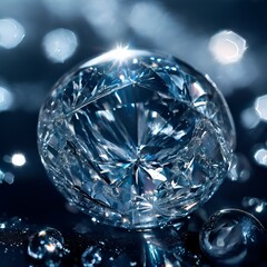 Dazzling Diamond: Brilliant Fire on Black with Delicate Raindrops