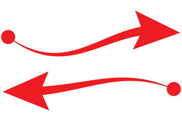 Long arrow line, icon vector, silhouette. Long Arrow vector. Arrow pointing. Vector set of trendy long arrows left and right in flat style. Black arrow vector illustration.