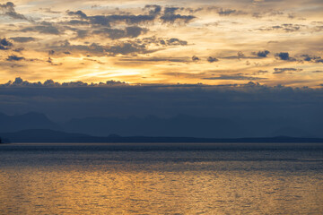 Dusk view of mountains and sea, Vancouver Island