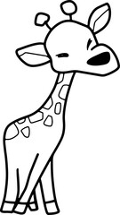 Cute giraffe, cartoon animal, wild animal, zoo, coloring book, hand drawn, illustration, wearing white