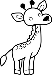 Cute giraffe, cartoon animal, wild animal, zoo, coloring book, hand drawn, illustration, wearing white