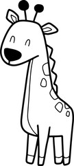Cute giraffe, cartoon animal, wild animal, zoo, coloring book, hand drawn, illustration, wearing white