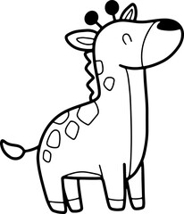 Cute giraffe, cartoon animal, wild animal, zoo, coloring book, hand drawn, illustration, wearing white