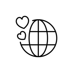 Honeymoon world outline icons, minimalist vector illustration ,simple transparent graphic element .Isolated on white background