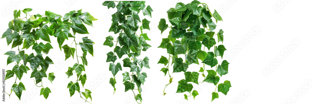 Poster The Javanese tree vine or grape ivy (Cissus spp.) in its natural state isolated on a white background.