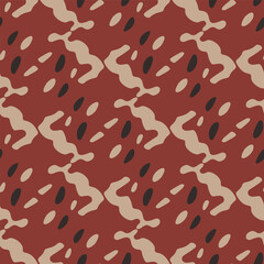 Tribal ethnic camouflage abstract pattern design in fall color trend. Seamless rustic surface texture with neutral tone handwork mark making shapes. 