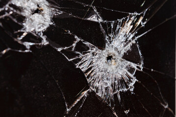 Broken smart phone closeup, macro shot.