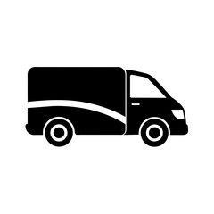 Modern and minimalist side view black color delivery logo icon vector illustration