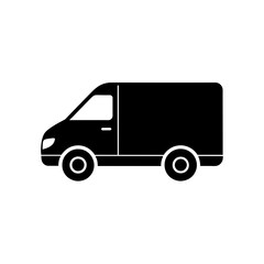 Modern and minimalist side view black color delivery logo icon vector illustration