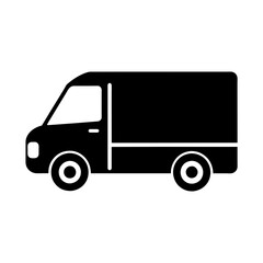 Modern and minimalist side view black color delivery logo icon vector illustration