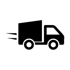 Modern and minimalist side view black color delivery logo icon vector illustration