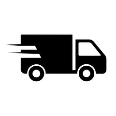 Modern and minimalist side view black color delivery logo icon vector illustration