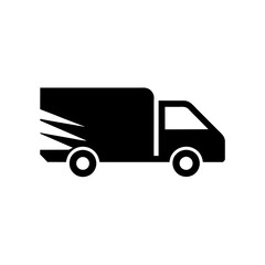 Modern and minimalist side view black color delivery logo icon vector illustration