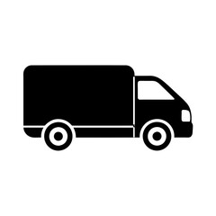 Modern and minimalist side view black color delivery logo icon vector illustration