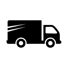 Modern and minimalist side view black color delivery logo icon vector illustration