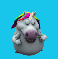 Fun 3D cartoon unicorn dancing