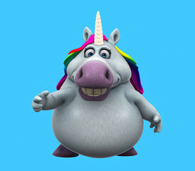 Fun 3D cartoon unicorn talking © Julien Tromeur
