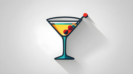 Martini icon , Vector flat long shadow design. Generative AI