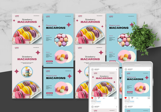 Grey and Blue Macarons Social Media Story Post