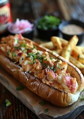 Lobster Roll - Lobster roll in a buttered, toasted bun. 