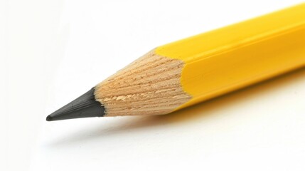 Fototapeta premium Yellow pencil against white backdrop