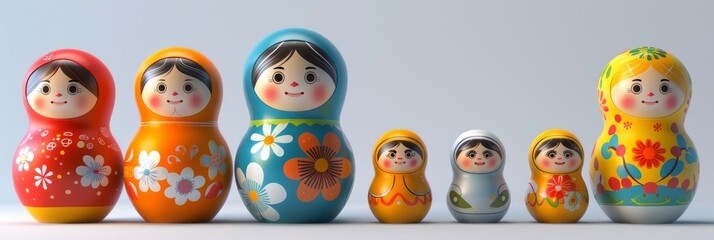 Obraz premium Modern Abstract Vinyl Wooden Russian Matryoshka Doll Design Decor