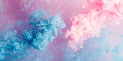 Fototapeta premium Close-up of pink and blue liquid in water
