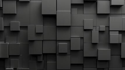 Dark grey 3d abstract background with squares and cubes.