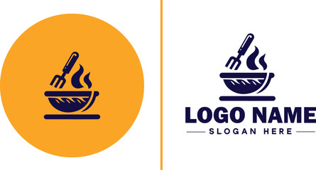 barbecue restaurant icon BBQ joint Grill house Smokehouse flat logo sign symbol editable vector