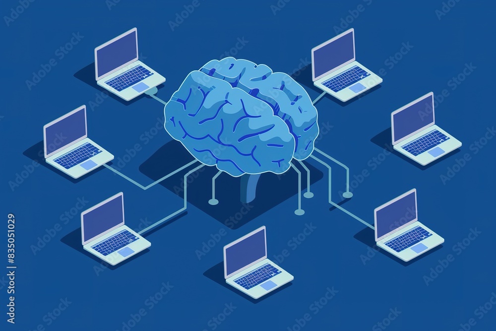 Poster digital brain network: human intelligence linked to technology