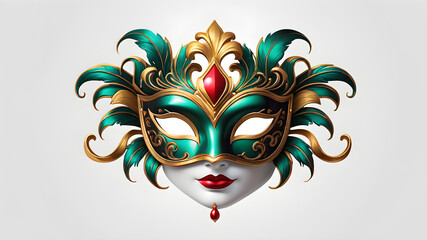 Venetian Mask themed Festival logo icon on white background, Generative AI