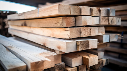 wood planks or 4 x 4s in storage 