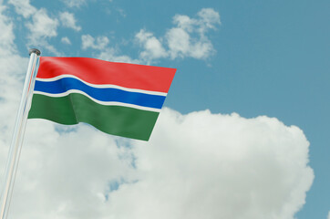 Gambia Flag with Sky Background 3d illustration image
