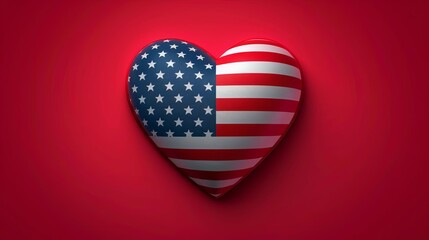Obraz premium An icon where the American flag pattern is inside a heart shape, symbolizing love for the country