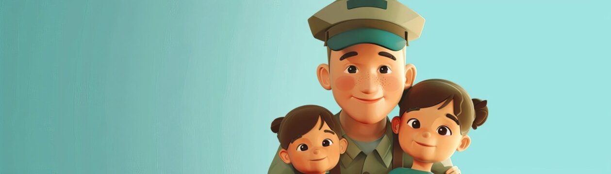 Soldier Hugging Family Icon