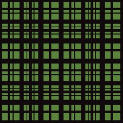 Seamless abstract geometric pattern. Black, green colors. Illustration. Checkered. Abstract squares, lines. Design for textile fabrics, wrapping paper, background, wallpaper, cover.