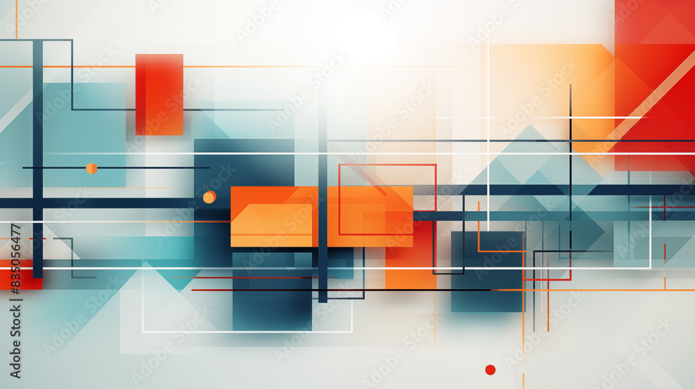 Poster minimal geometric abstract background. circle square and triangle design.