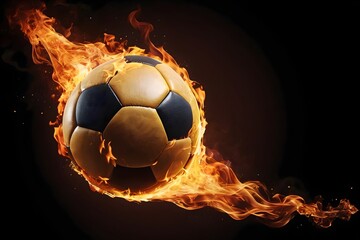 Naklejka premium Soccer ball in fire isolated on a black background