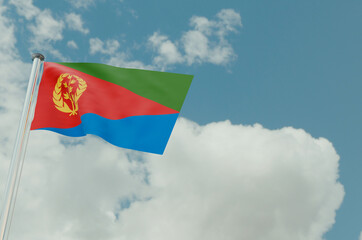 Eritrea Flag with Sky Background 3d illustration image
