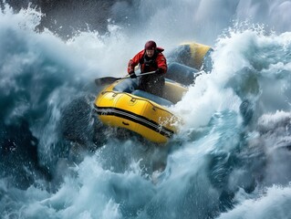 A thrilling and adventurous outdoor white water rafting activity