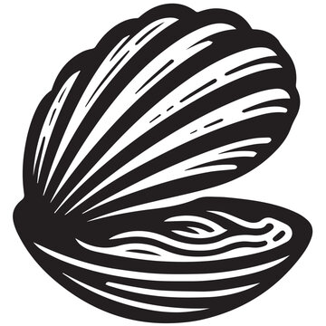 recommend clip art: Open Clamshell Sihouette art,black Open Clamshell vector art