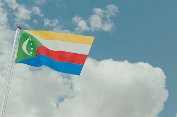 Comoros Flag with Sky Background 3d illustration image
