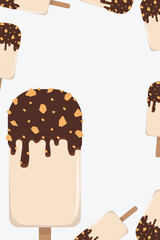 Cartoon ice cream border. Sweet icecream frame. Copy space