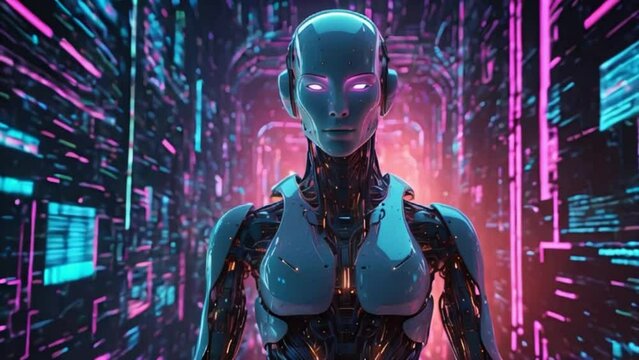 android robot with background