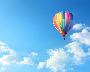 Naklejka premium A colorful hot air balloon is flying high in the sky