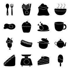 Set of Edible Solid Icons 

