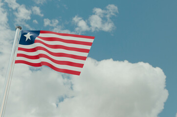 Liberia Flag with Sky Background 3d illustration image
